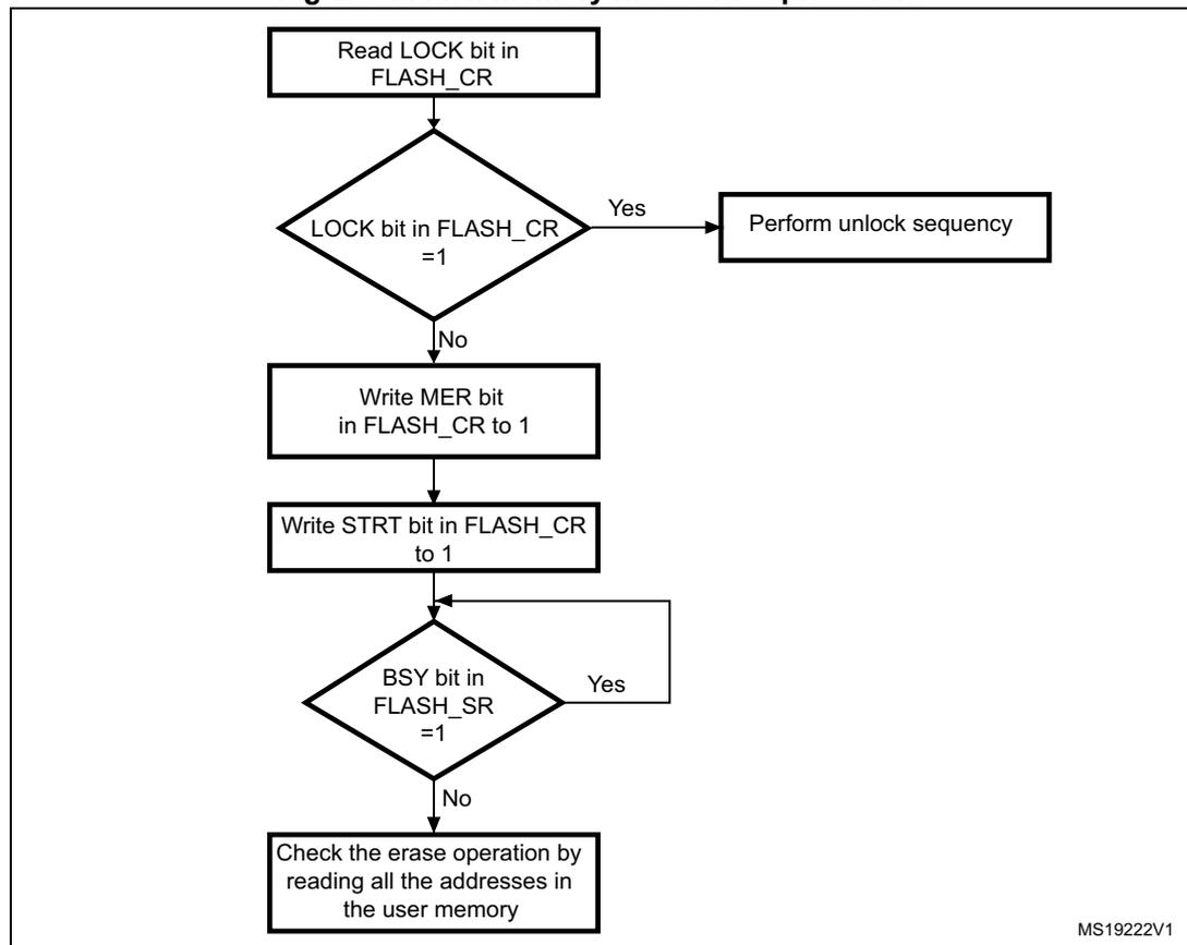 Flowchart of the flash memory mass erase procedure.