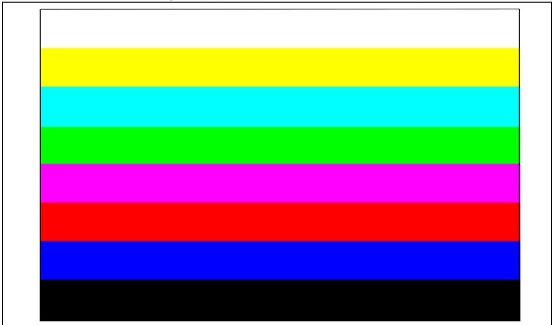 Horizontal color bar mode diagram showing eight horizontal color bars: yellow, cyan, green, magenta, red, blue, and black, with a white bar at the top.