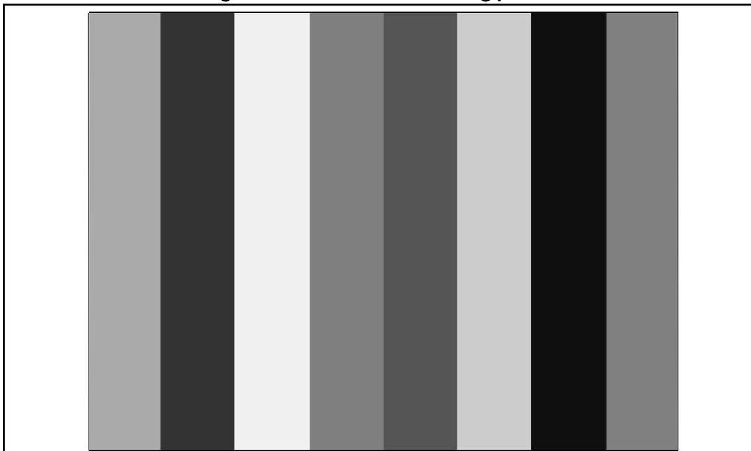 Figure 232 shows a visual representation of the RGB888 BER testing pattern on a display. The pattern consists of vertical stripes of varying widths and colors, including white, yellow, cyan, green, magenta, red, blue, and black, arranged in a specific sequence.