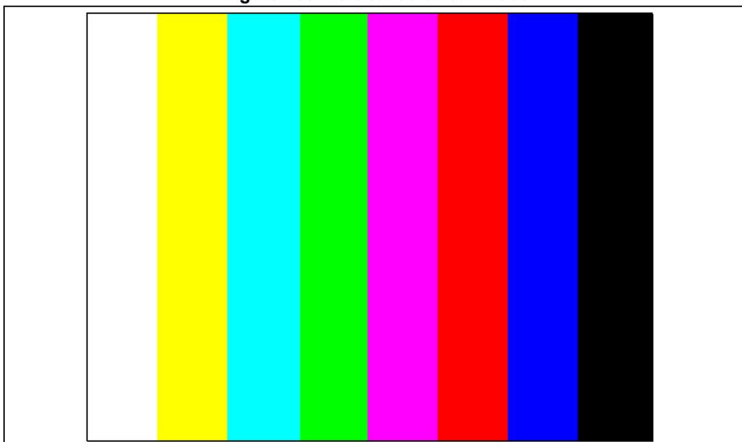 Vertical color bar mode diagram showing eight vertical color bars: yellow, cyan, green, magenta, red, blue, and black, with a white bar on the left.